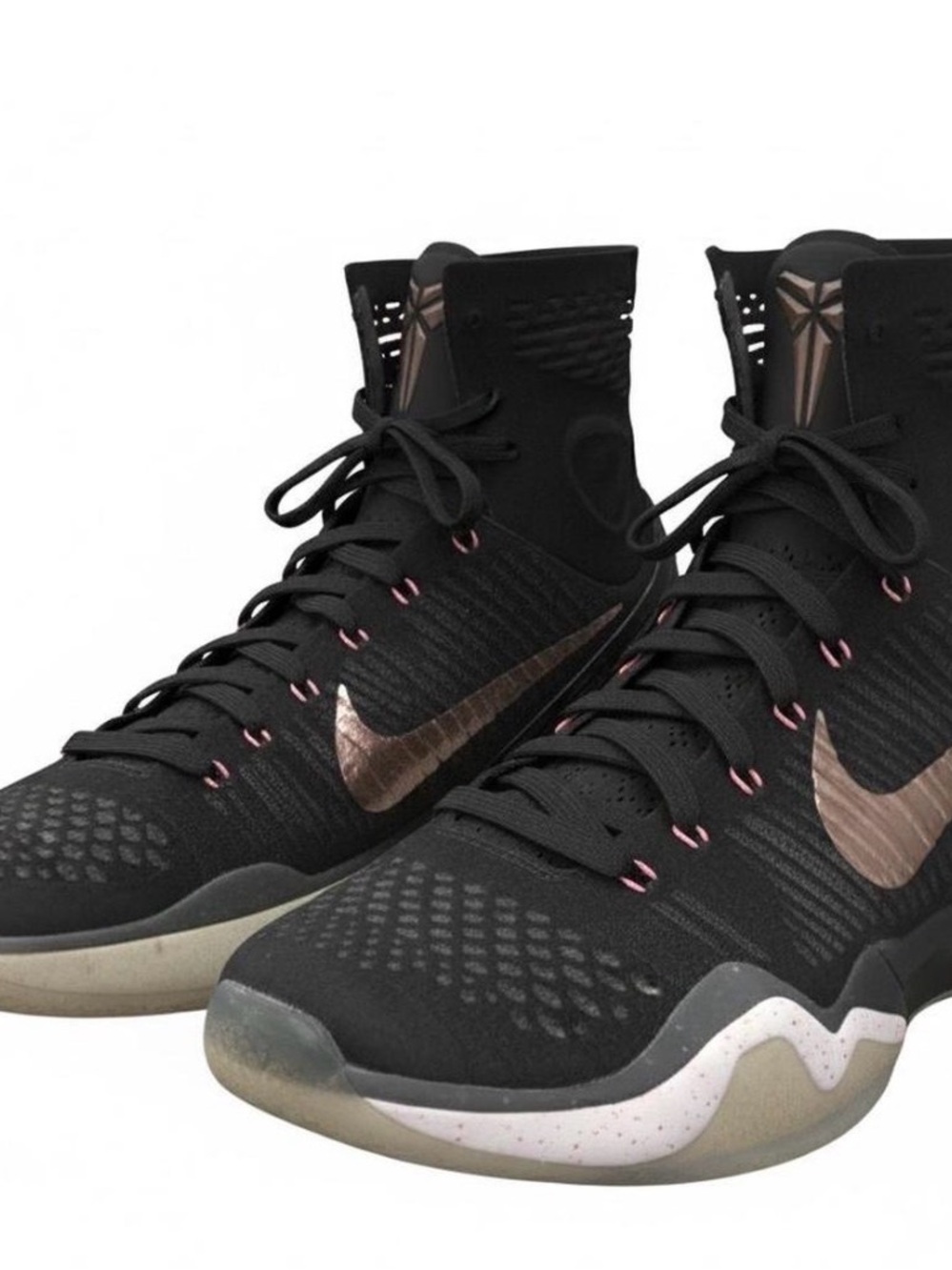 Nike Women's Black High-Top Basketball Shoes with Metallic Rose Accents